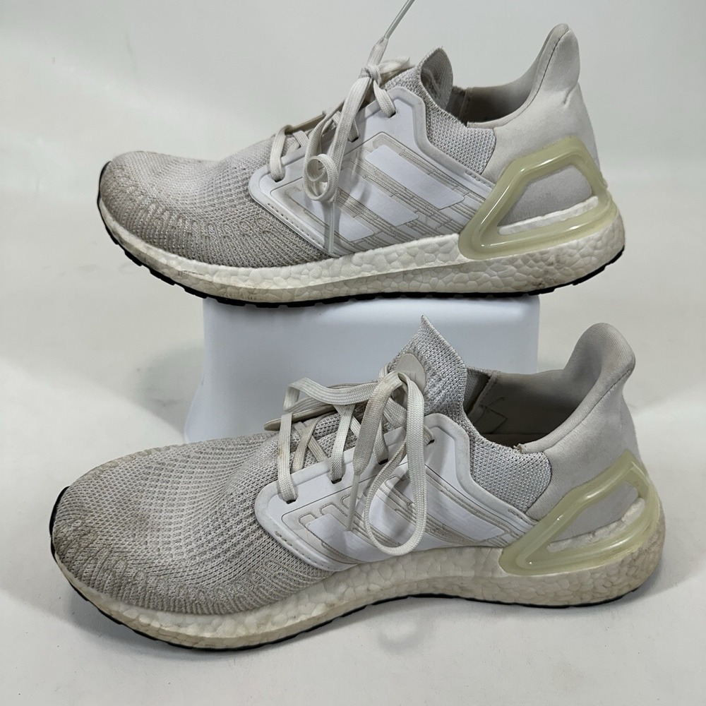 Adidas UltraBoost 20 Shoes Men's 9.5 Cloud White Core Running Sneakers - Picture 8 of 9